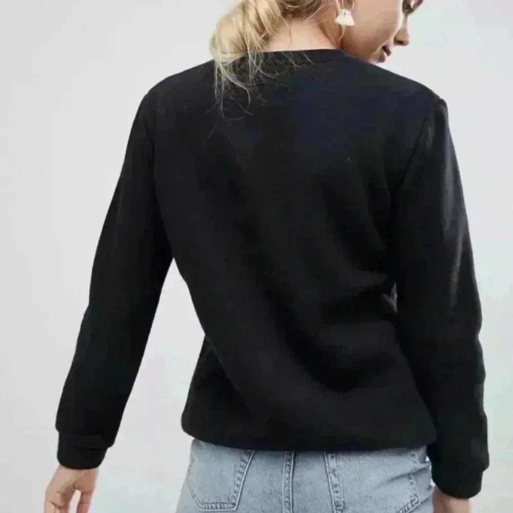 Glamorous Black Sweatshirt with Gold Fringe Tassels Size Xs